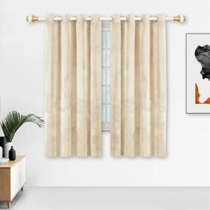 1 Panels Samt Ösenschal Vorhang Verdunkelung Thermal Gardinen Verdunkelungsvorhang Wohnzimmer Schlafzimmer, Beige, 132x160cm