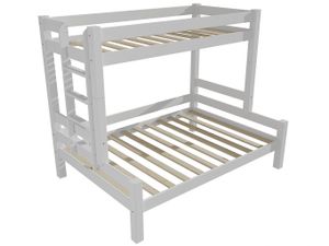Patrová postel s rozšířeným spodním lůžkem 8X8 06B (Rozměr: 90/140 x 200 cm, Umístění žebříku: vlevo, Barva dřeva: barva bílá)