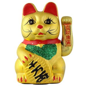 Glückskatze - Maneki-neko - Winkekatze aus Keramik - 22cm - gold
