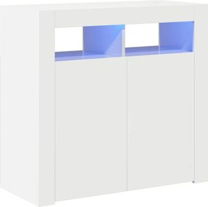 vidaXL Sideboard mit LED-Leuchten Hochglanz-Weiß 80x35x75 cm