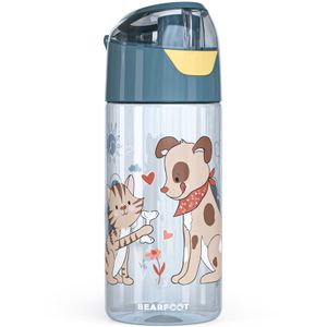 Trinkflasche Kinder leichte Wasserflasche - Hund & Katze blau