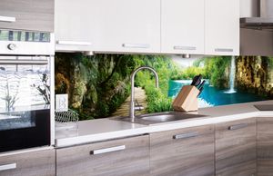 Küchenrückwand Folie selbstklebend ENTSPANNUNG IM WALD 260 x 60 cm - Klebefolie - Dekofolie - Spritzschutz für Küche -