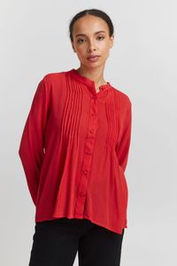 Ichi IHMARRAKECH SO SH2 Damen Bluse Langarm mit Stehkragen und Plisseefalten