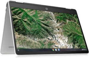 HP Chromebook x360 14a-ca0217ng 35,56 cm (14 Zoll) HD Touch 2in1 Convertible Laptop, Intel Celeron N4020, 4GB LPDDR4 RAM, 64GB eMMC, Intel UHD Grafik, Chrome OS, QWERTZ, weiß