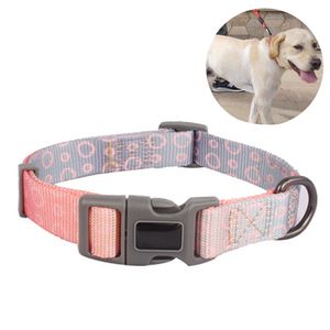Halsband Hundehalsband No Pull Haustierhalsband Halsbänder seidig weich mit einzigartigem Muster für kleine, mittelgroße und große Hunde(M, Rosagrau)