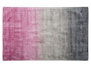 BELIANI Teppich Grau Rosa Kunstseide Baumwolle 140 x 200 cm Kurzflor Handgewebt Rechteckig