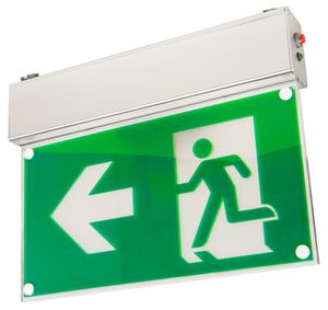 LED Fluchtwegleuchte | Exit Schild | 230V Notausgangsschild | McShine "FL-460", Deckenmontage, 25m Erkennungsreichweite, inkl. Kette