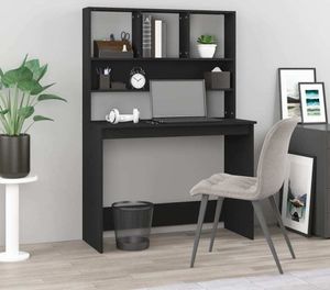 vidaXL Schreibtisch mit Regal Schwarz 102x45x148 cm Holzwerkstoff