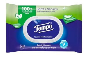 Tempo, Sanft & Sensitive Chusteczki toaletowe Aloes, 42 sztuki (PRODUKT Z NIEMIEC)