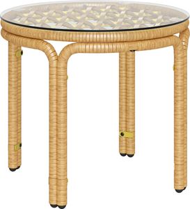 Outsunny Beistelltisch aus Polyrattan runder Couchtisch mit Glas Tischplatte Outsunny Beistelltisch aus Polyrattan runder Couchtisch mit Glas Tischplatte