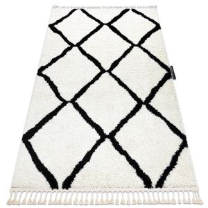 Teppich BERBER CROSS weiß Franse berber marokkanisch shaggy zottig Weiß 120x170 cm