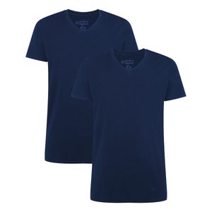 Bamboo basics Herren T-Shirt VELO, 2er Pack - Unterhemd, V-Neck, Single Jersey Marine XL