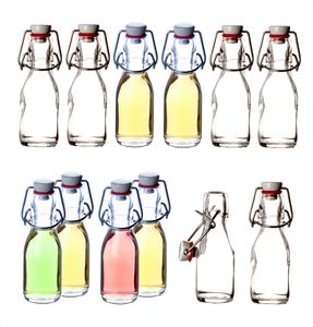 12x Glasflasche mit Porzellan-Bügelverschluss 100 ml - Draht-Bügelflasche zum Ansetzen von Ölen