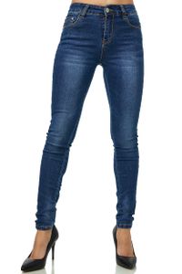 Elara Damen Stretch Hose Gummizug Jeans Push Up YA 4426 Blau-38 (M)
