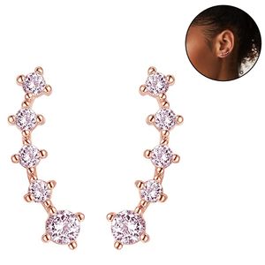 1 Paar On-Ear-Ohrclips 7 Kristalle 925er Sterlingsilber Diamantreihe(Roségold)