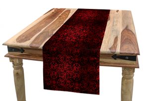 ABAKUHAUS rot schwarz Tischläufer, Orient Blumen Blätter, Esszimmer Küche Rechteckiger Dekorativer Tischläufer, 40 x 180 cm, Vermilion Schwarz