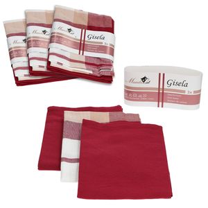 12tlg Set Geschirrtuch Gisela rot 45x65cm 100% Baumwolle Trockentücher Polieren Glas Haushalt