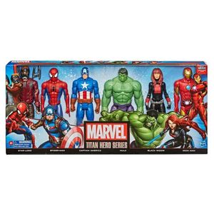 Marvel 6er Set Figuren 30 cm Black Widow Iron Man Star Lord America Hulk Spiderman von Hasbro