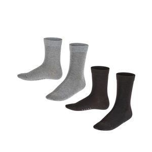 FALKE Kinder Socken, 2er Pack - Happy, Kurzsocken Schwarz/Grau 39-42