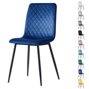 Esszimmerstühle LEXI im 4er Set, mit Samtbezug & Metallbeinen, Designerstuhl, Farbe: Royal-Blau