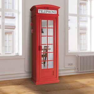 Kleiderschrank "London Telefonzelle" mit 3 Regalen und Spiegeltür,  Italy, Schlafzimmer Kleiderschrank, cm 68x55h215, Farbe Rot
