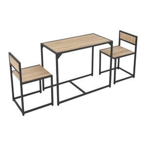 Juskys Küchentisch Set mit Esstisch & 2 Stühlen - Industrial, klein & platzsparend - 3-teilige Essgruppe für 2 Personen - Stahl - Graue Holzoptik