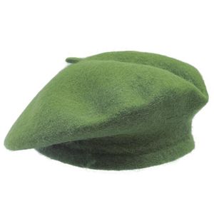 Damen Baskenmütze Klassische Franzosenmütze Wollmütze Barett Hut Kappe Vintage - LIGHT OLIVE