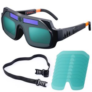 Yorbay Schweißeraugenbrille, Solar Auto Schweißbrille mit Verstellbaren Bügeln,1 Kopfband und 10 Replacement Lens für den Schweißschutz