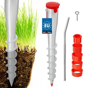 KOTARBAU® Držiak na slnečník Ø60 mm s adaptérom 26-55 mm 550 mm Skrutkovacie zemniace puzdro pre okrúhle rúrky Oceľový stojan na slnečník Podpera pre sušiak Pozinkovaná strieborná