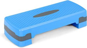 GOPLUS Aerobic Stepper bis 250 kg Belastbar, Steppbrett Höhenverstellbar mit 2 Stufen 10/15 cm, rutschfest Step Bench, Trainingsgerät für Zuhause Fitness-Workouts, Blau