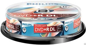 Philips DVD-Rohlinge, 240Min, 8.5GB, bedruckbare Oberfläche, Speed 8x, Spindle (10 Disc)