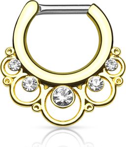 Nasenpiercing Septum Ring Clicker Nasenring Chirurgenstahl Piercing Nase Zirkonia Kristall Strass gold Nasenpiercing Septum Ring Clicker Nasenring Chirurgenstahl Piercing Nase Zirkonia Kristall Strass gold