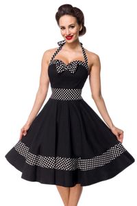 Belsira Damen Vintage Kleid Rockabilly Sommerkleid Retro 50s 60s Partykleid, Größe:M, Farbe:Schwarz