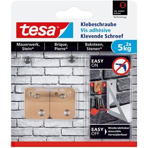 tesa Klebeschraube für Mauerwerk rechteckig 5,0 kg 2 Schrauben + Kleber