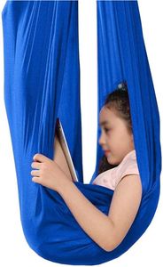 Blaue doppellagige elastische Kinderhängematte für drinnen und draußen, Yoga-Schaukel, Luft-Yoga-Hängematte