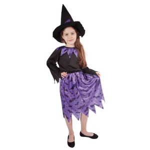 Hexen-/Halloween-Kostüm für Kinder mit Fledermäusen und Hut (M) e-wrap