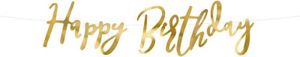 Baner Happy Birthday zlatý, 16,5 x 62 cm Party Deco