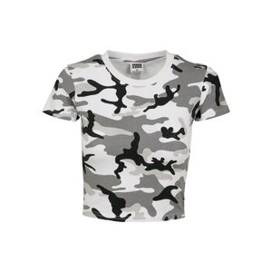 Urban Classics Female Shirt Ladies Stretch Jersey Cropped Tee Snow Camouflage-L