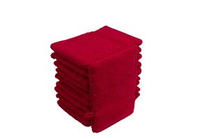 Waschhandschuhe Waschlappen 10er Set Rot 100 % Baumwolle Frottee 500g/m² 16x21