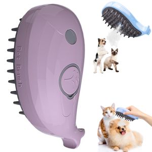 Katzenbürste mit Dampf, 3 in 1 Katzen-Dampfbürste, Haustier Spray Massage Kamm, Katzen Bürste Haustier Haar Entfernung Kamm für Katze und Hund, lila