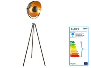 Globo Lighting Stehleuchte Metall rostfarben, goldfarben, Fußtrittschalter im Kabel, Höhenverstellbar, Dreh-/Schwenkbar, ø: 690mm, H: 1790mm, Kabellänge 1800mm, exkl. 1x E27 60W 230V