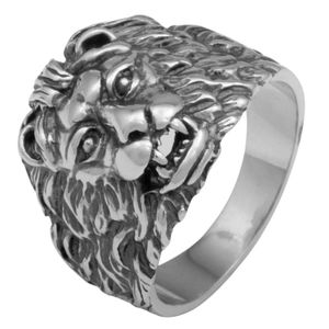 Löwen Ring Löwenkopf Sternzeichen Lion 925er Sterling Silber Oxidiert Herren 68 ( 21,7mm Ø)