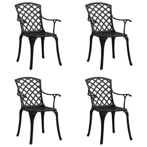 vidaXL Záhradné stoličky 4 ks Hliníkový odliatok čierny