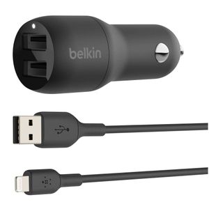 Belkin USB-A Kfz-Ladegerät, 24W 1m Lightning-Kabel  CCD001bt1MBK