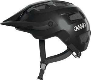 ABUS MTB-Helm MoTrip - robuster Fahrradhelm mit höhenverstellbarem Schirm für Mountainbiker - individuelle Passform - Unisex - Schwarz Glänzend, Größe L (57-61 cm)