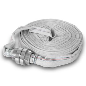 EBERTH 1" Feuerwehrschlauch Flachschlauch mit Storz Kupplung, Schlauch Länge 20m, Durchmesser 1 Zoll, Gewebeschlauch, Industrieschlauch
