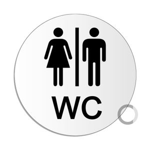 WC Toilettenschild Damen-Herren aus Aluminium | Ø 100 mm – UV-beständig Kratzfest selbstklebend