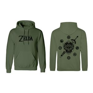 Bluza unisex z kapturem The Legend of Zelda Logo and Shield zielona - M