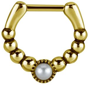 Karisma Gold Edelstahl 316L Tribal Septum Clicker mit Swarovskt Perlen Ring Ohrring Nase 1,2x8mm - Gp-jsrpe-05