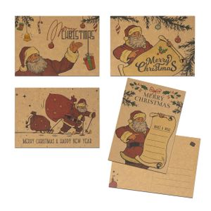 Weihnachtskarten Set Postkarten - 12x Original Kraftpapier Karten | Frohe Weihnachten Karten Santa | 4 x 3 Postkarten Weihnachten